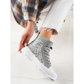 Goodin Adidași înalți la modă alb gri 2