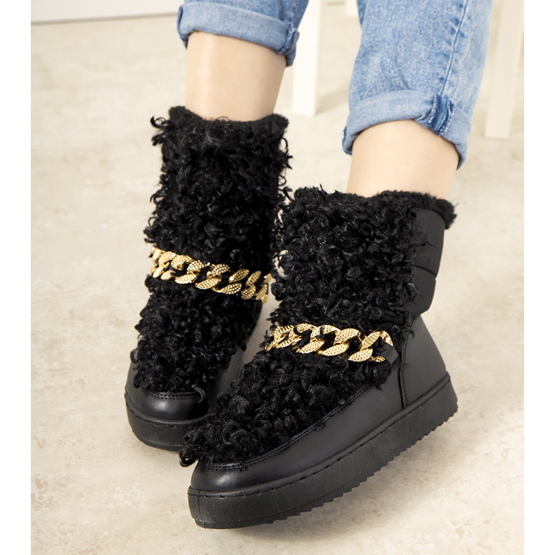 Cizme negre de zapada cu blana de la Montmina negru 2 Cizme negre de zapada cu blana de la Montmina negru 2