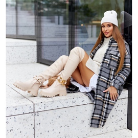 Cizme înalte cu element decorativ Masha bej 2 Cizme înalte cu element decorativ Masha bej 2