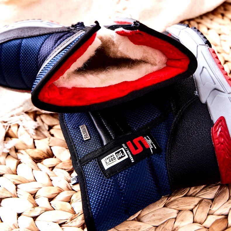 PJ2 Cizme de zăpadă calde pentru copii, albastru maro negru albastru marin 5