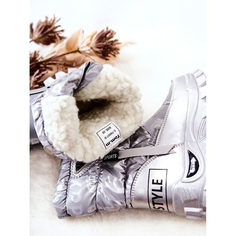 PJ2 Cizme de zăpadă calde pentru copii cu fermoar Cleome argintiu 1