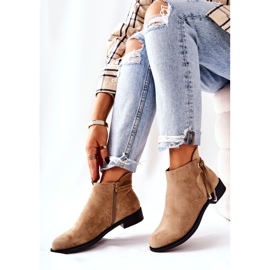 Cizme de dama piele intoarsa bej Numbero 1