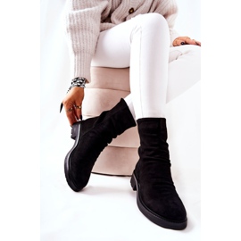 Cizme inalte din piele intoarsa sifonate Negru Trisha 2