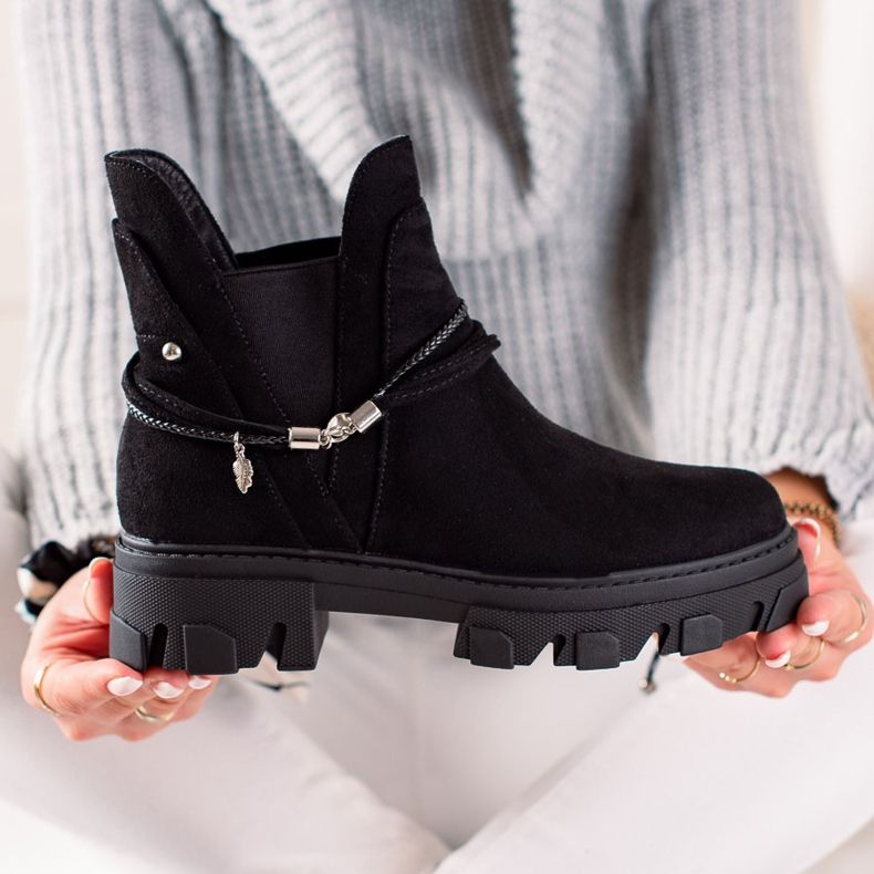 Goodin Cizme slip-on cu dungi decorative negru 1