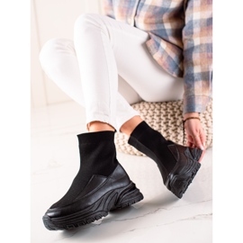 Seastar Cizme slip-on cu șosetă negru 1