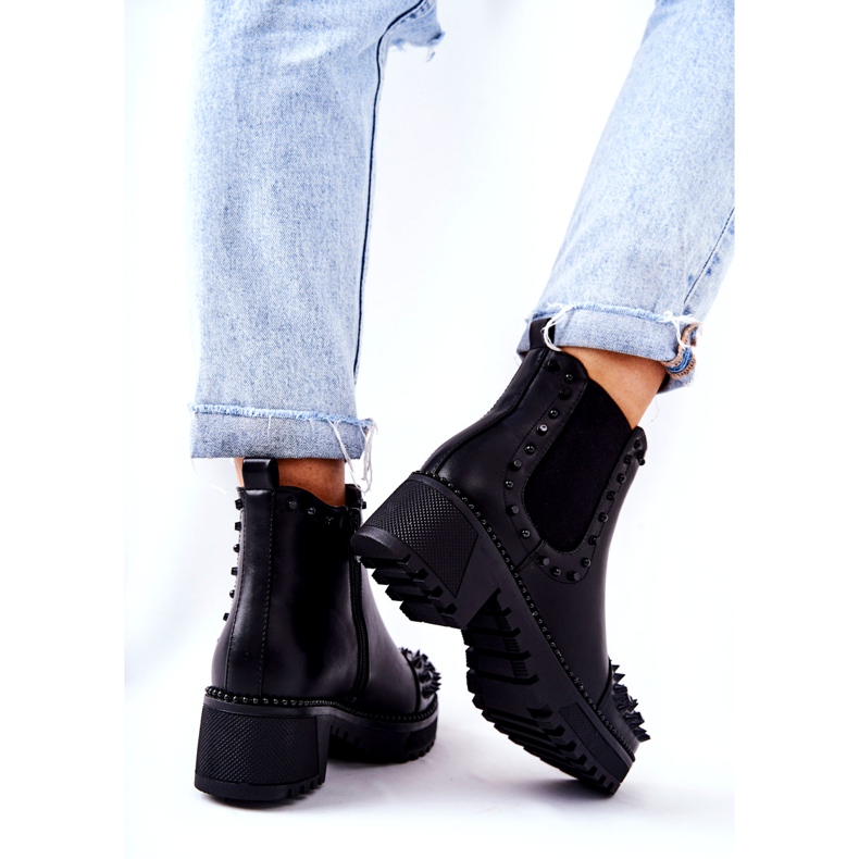 PG1 Cizme Negre Comonis Jodhpur Cu Jeturi negru 2