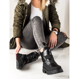 Weide Cizme negre de zăpadă pe slider negru 2