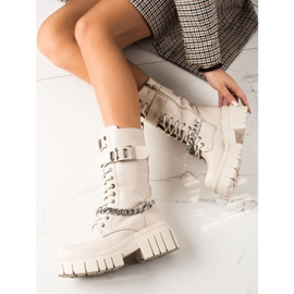 TRENDI Cizme Cu Lant bej 2