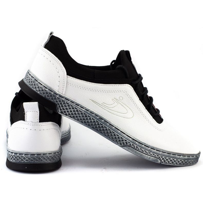 Polbut Pantofi casual din piele pentru bărbați K24 alb 2