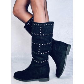 Cizme pe o pană Ferto Black ascunsă negru 1