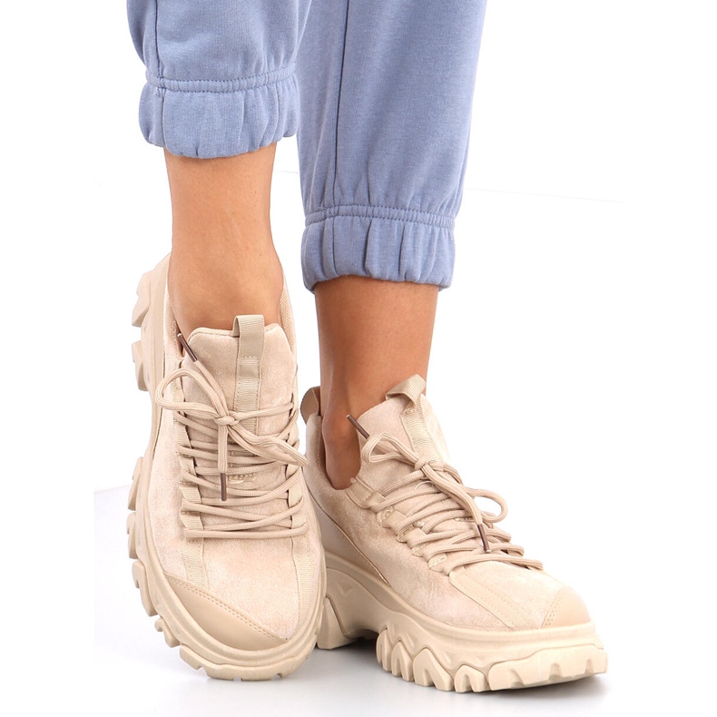 Pantofi sport cu talpă înaltă Huggy Khaki bej 1