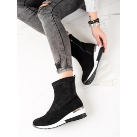 Goodin Cizme cu pană din piele negru 1 Goodin Cizme cu pană din piele negru 1