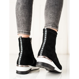 Goodin Cizme cu pană din piele negru 2 Goodin Cizme cu pană din piele negru 2