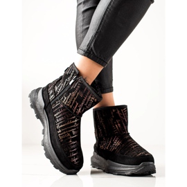 TRENDI Mukluki cald pe platformă negru de aur 1