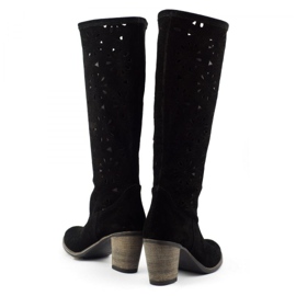 Olivier Cizme negre cu toc ajurat negru 3