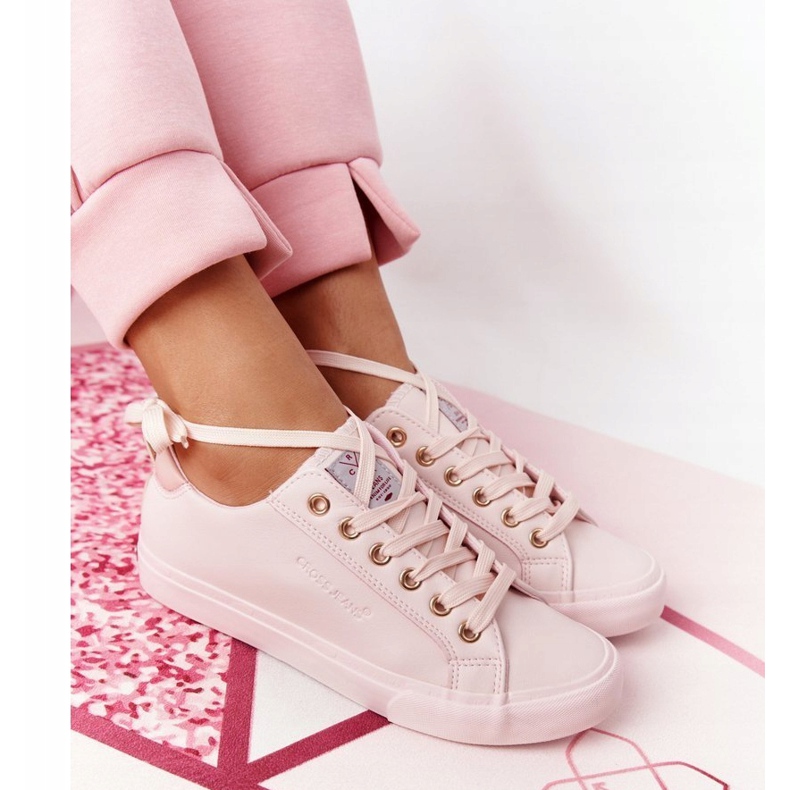 Big Star Adidași pentru femei din piele ecologică Cross Jeans HH2R4004C Roz 6