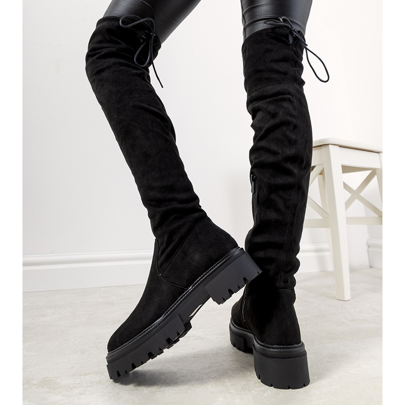 Cizme negre pe talpă înaltă Paulino negru 1