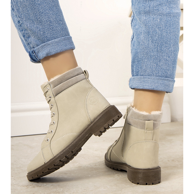 Cizme izolate gri pentru dama Lamy bej 1