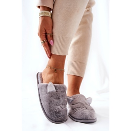 PE1 Papuci de pisoi stralucitori cu urechi gri Kaisy argint 1