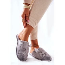 PE1 Papuci de pisoi stralucitori cu urechi gri Kaisy argint 2