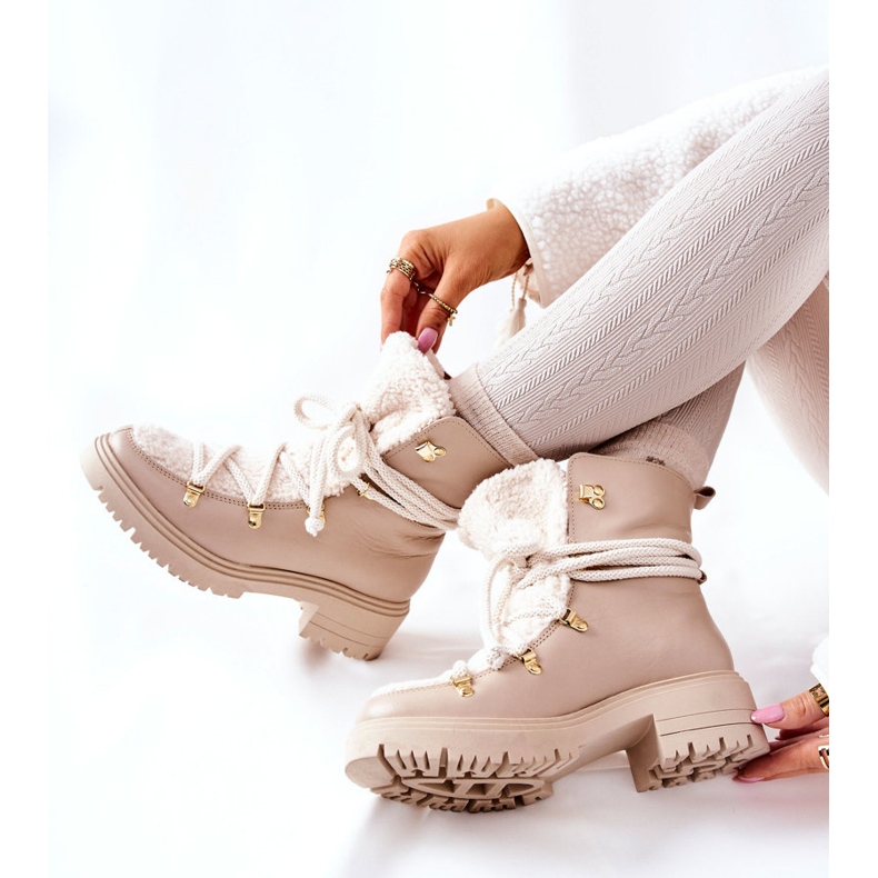 Lewski Shoes Cizme din piele Trappers Tied Lewski Bej deschis 3116 2