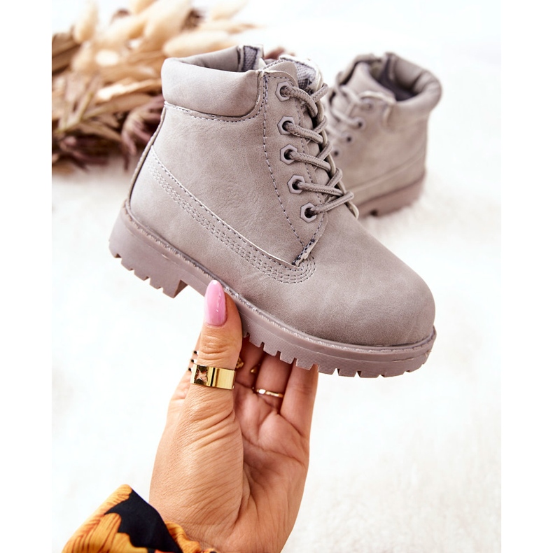 FR1 Cizme Trappers pentru copii cu fermoar Dexter gri 2