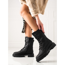 Erynn Muncitori clasici cu șireturi negre negru 1