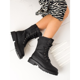 Erynn Muncitori clasici cu șireturi negre negru 2