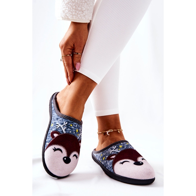 Papuci Călduți Taffy Albastru Ren 2