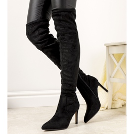 Cizme stiletto izolate cu Aloe negre de dama negru 1