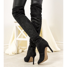 Cizme stiletto izolate cu Aloe negre de dama negru 2