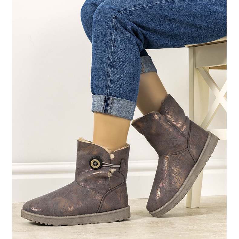 Cizme de zapada de dama gri si aurii de la Kanga de aur 1