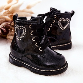 WT1 Ghete pentru copii negri strălucitori lăcuți negru 2