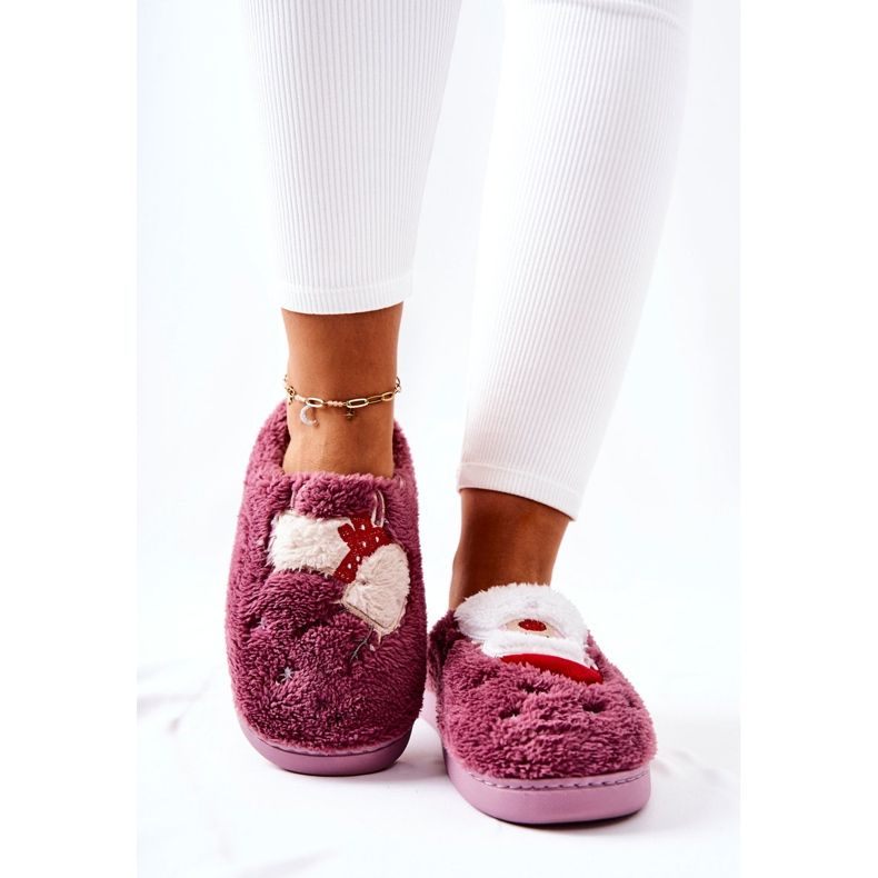 WJ1 Papuci de Craciun Mos Craciun Si Renul Violet 2