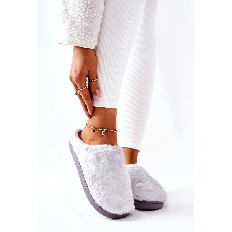 WJ1 Papuci de blana calda Gri deschis Mecy 1