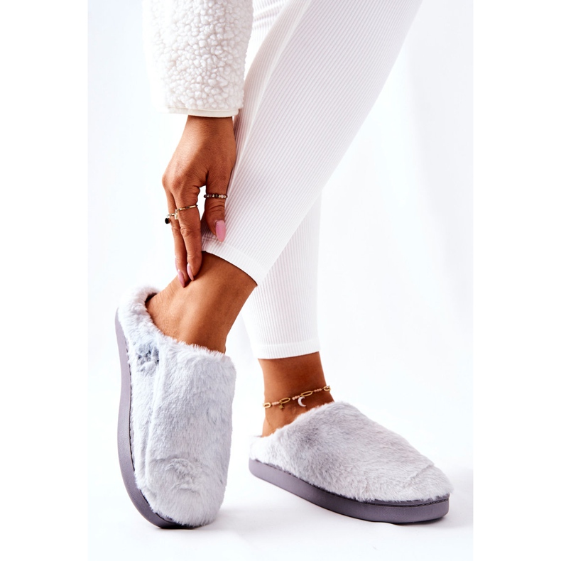 WJ1 Papuci de blana calda Gri deschis Mecy 2