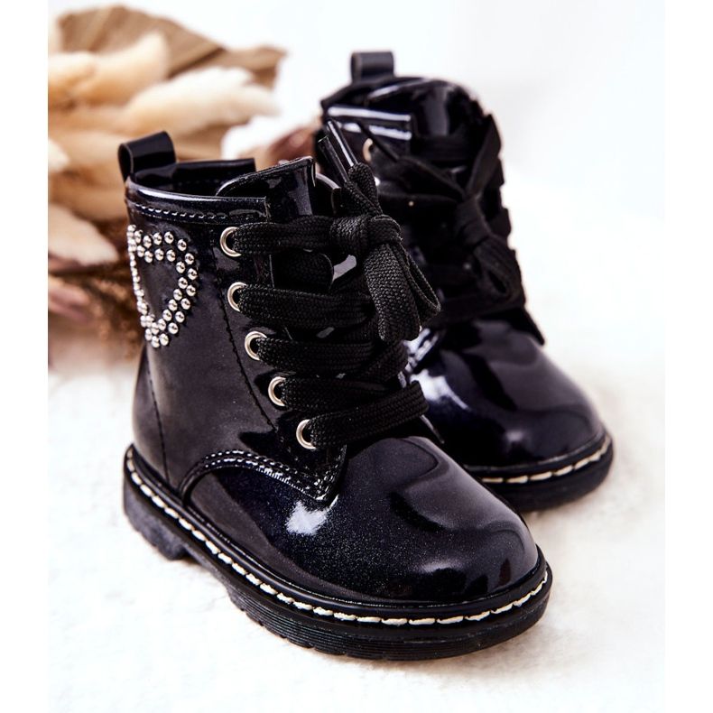 WT1 Ghete Copii Lăcuite Albastru Marin Strălucitor 2