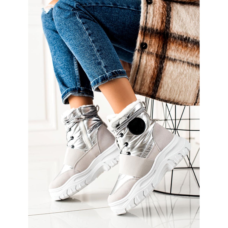 TRENDI Cizme de zăpadă casual argint gri 1