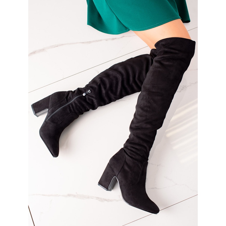 Super Me Cizme clasice cu toc înalt negru 1 Super Me Cizme clasice cu toc înalt negru 1