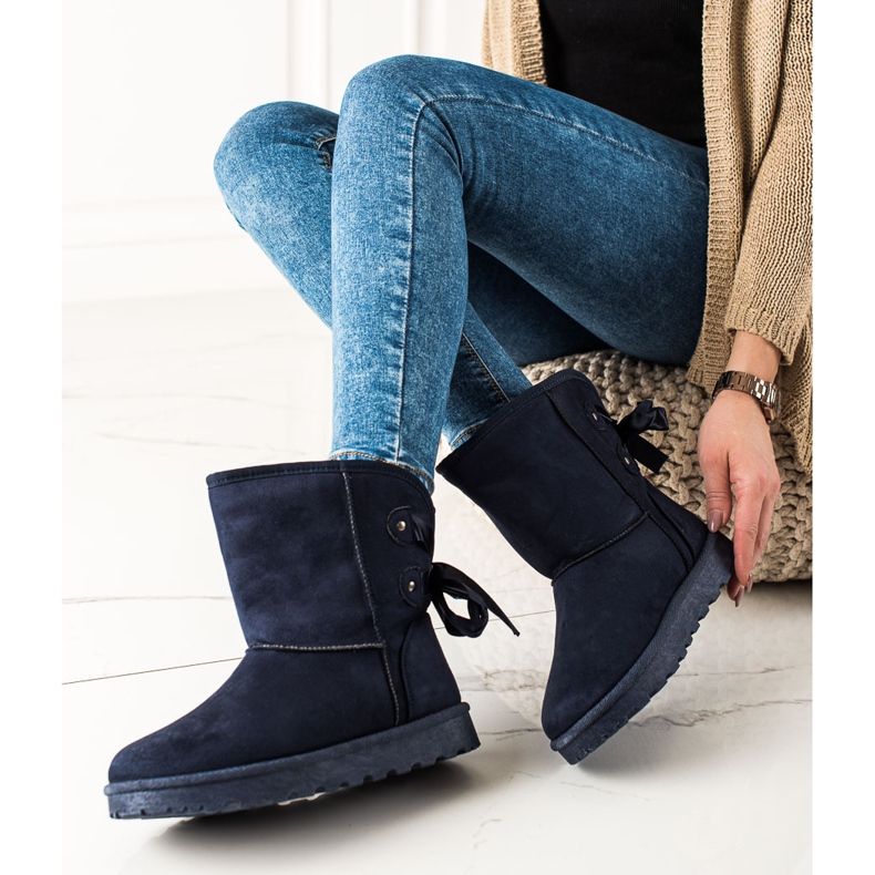 TRENDI Mukluki cu un arc albastru marin 1