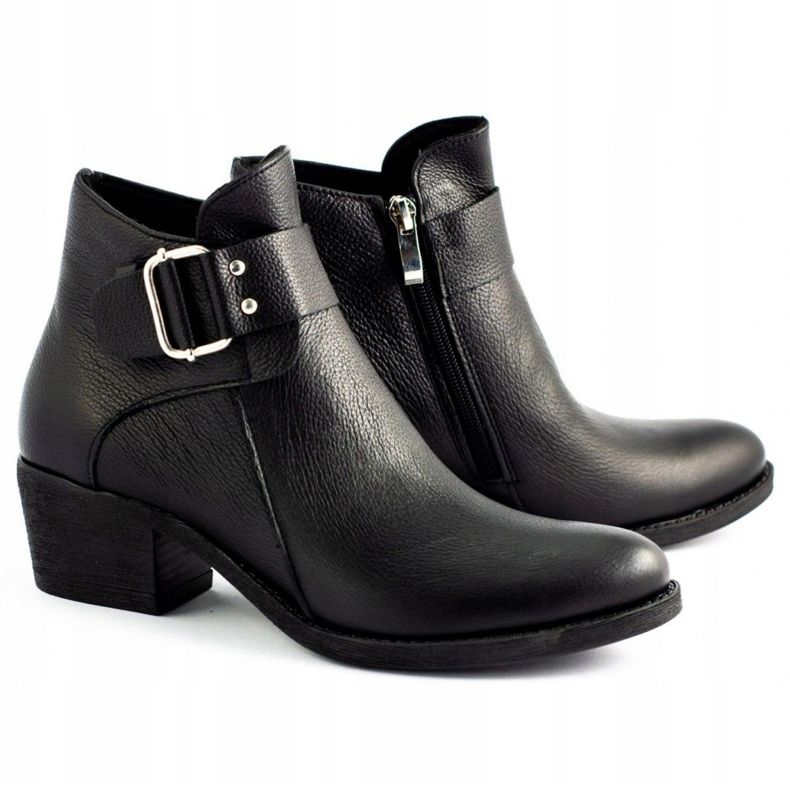 Olivier Cizme din piele neagră negru 2