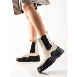 TRENDI Cizme Chelsea pe platforma modei bej 1