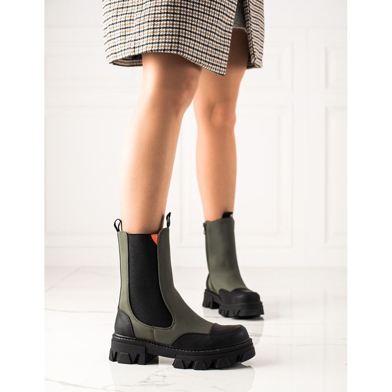 Seastar Cizme de modă de lucru negru kaki 1