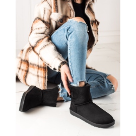 TRENDI Mukluki din piele intoarsa neagra negru 1