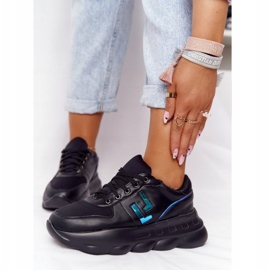 LU BOO Pantofi sport pentru femei pe platformă neagră negru 4