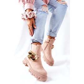 S.Barski Cizme Beige Chelsea izolate pentru femei cu un ornament bej 5