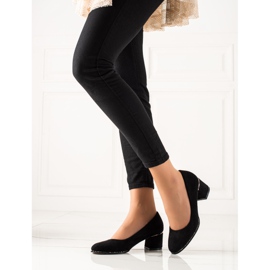 Sabatina Pompe din piele intoarsa cu zirconiu cubic negru 1