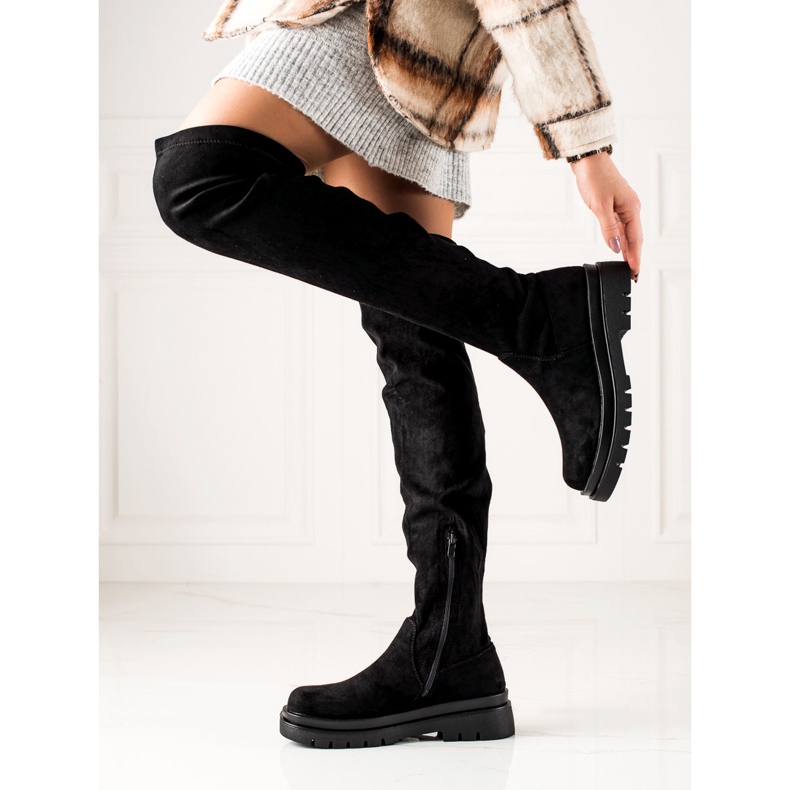 Sixth Sense Cizme din piele de căprioară pe platformă negru 2