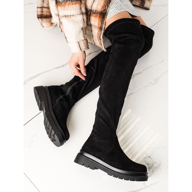 Sixth Sense Cizme din piele de căprioară pe platformă negru 1