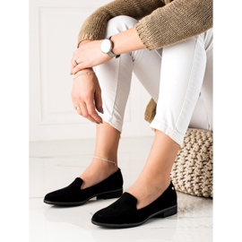 M.Daszyński Mocasini eleganți din piele de căprioară negru 1